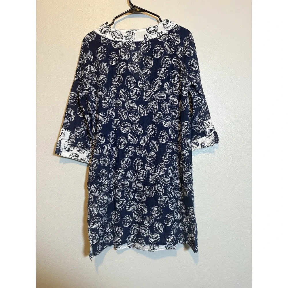 Talbots Seashell Swimsuit Cover Blue White Small Resort Beach Pool Summer